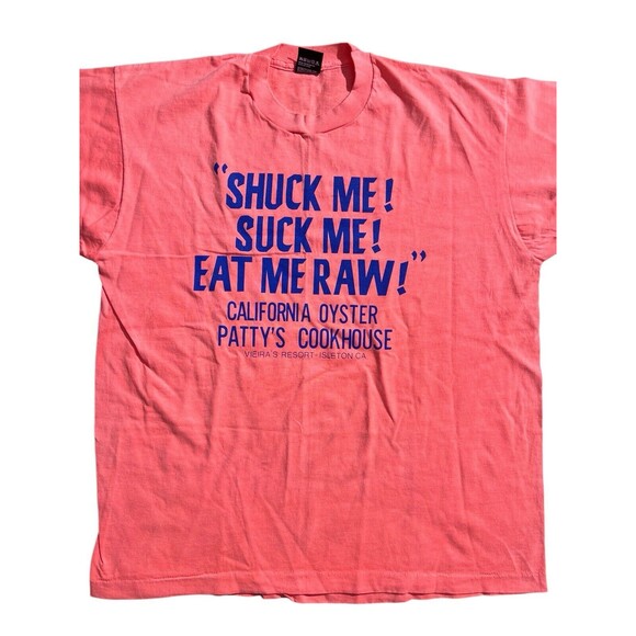 Vtg 90s Oyster Bay Bar Shuck Suck Eat Me Raw Shirt Thrashed Faded Sz XL - Picture 1 of 14